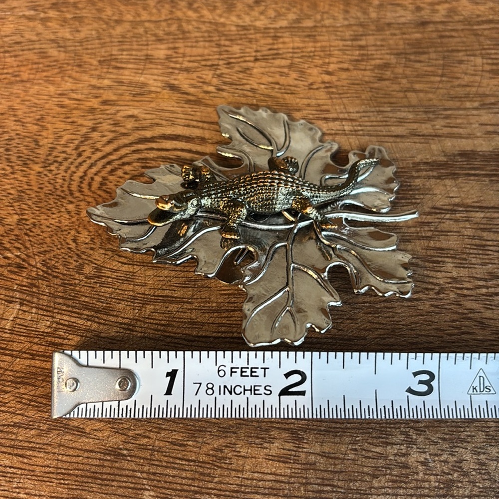 Sylvia Dahl Silver and Bronze Alligator Leaf Brooch/Clip - Picture 7 of 11
